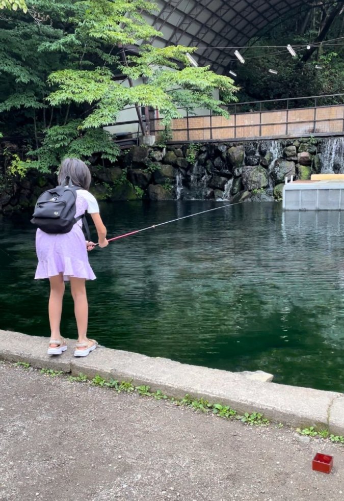 流しそうめんとにじます釣り